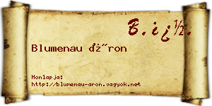 Blumenau Áron névjegykártya